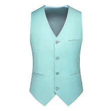 (6XL, light green) Vest Mens Fashion Casual High Quality Solid Color Slim Large Size Business Office Waistcoat Men Groom Wedding Dress Suit Vests