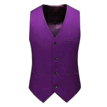 (2XL, purple) Vest Mens Fashion Casual High Quality Solid Color Slim Large Size Business Office Waistcoat Men Groom Wedding Dress Suit Vests