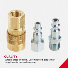(S-210) 12-Delige M-Stijl 1/4" NPT Luchtkoppeling en Plugset, Max. 300 PSI, 40 SCFM
