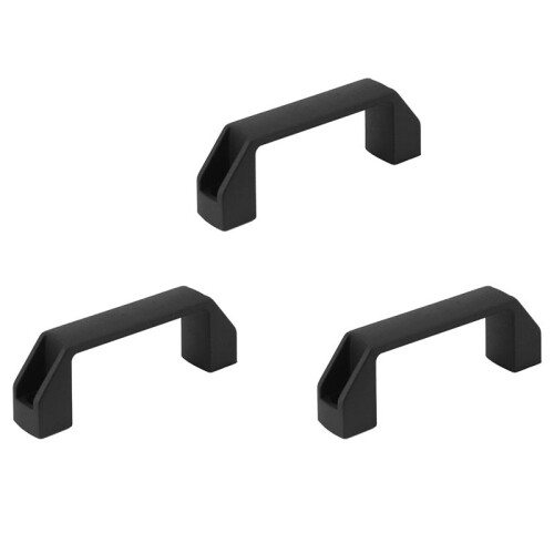 3X Black 90 mm 8.9 cm Hole Spacing Plastic Cabinet Drawer Pull Handle