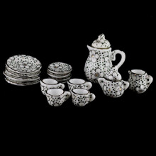2X Porcelain Tea Set Eating Utensils 15Pzs Daisy Pattern