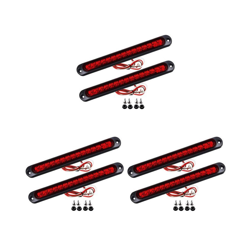 6Pcs 10Inch 15 Led Trailer Led Stop Turn Tail Third Brake Bar Strip For Heavy Duty Boats Trucks Light/Red 4711311024734