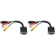 2X VGA Adapter to TV S-Video RCA Out Cable for PC Video
