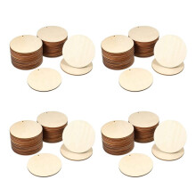 200 Stück Holzkreise, Unfertige, Runde Ausschnitte, Vorgebohrte Etiketten, Scheiben, Leere Holzscheiben mit LöChern, Anhänger (10,2 cm)