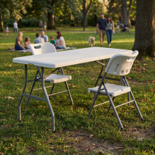 (2 Chairs) Indoor Outdoor Folding Table 5ft & Folding Chairs
