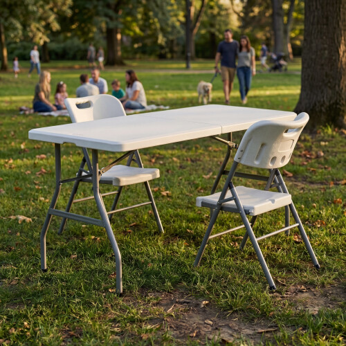 Vida Designs (2 Chairs) Indoor Outdoor Folding Table 5ft & Folding Chairs