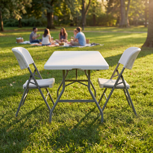 Vida Designs (2 Chairs) Indoor Outdoor Folding Table 5ft & Folding Chairs 1
