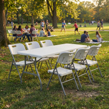 (6 Chairs) Indoor Outdoor Folding Table 5ft & Folding Chairs