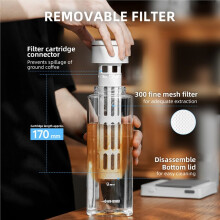 MHW-3BOMBER Bärbar Kallbryggd Kaffeflaska, 600 Ml Slitstark Kallbryggskanna i Frostat Glas/Tritan med Filter och Läckagesäkert Lock