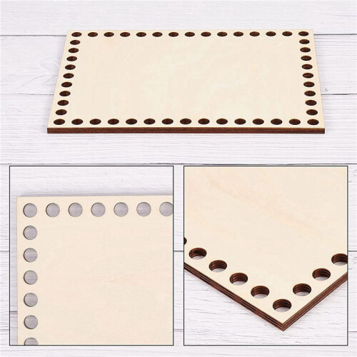 2 Unidades Fundo de Cesta de Madeira Natural de 7,8 x 5,9 Polegadas, Base de Madeira de Cesta de Crochê em Branco Retangular para Suprimentos de