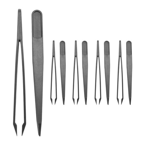 10 Pcs Black Plastic Tip  Anti Static Tweezer 12cm Length