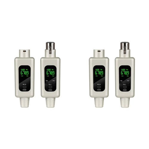 2X 2.4G Wireless Microphone Converter UHF Transmitter XLR Transmitter Receiver Adapter for Wired Dynamic 48v, B