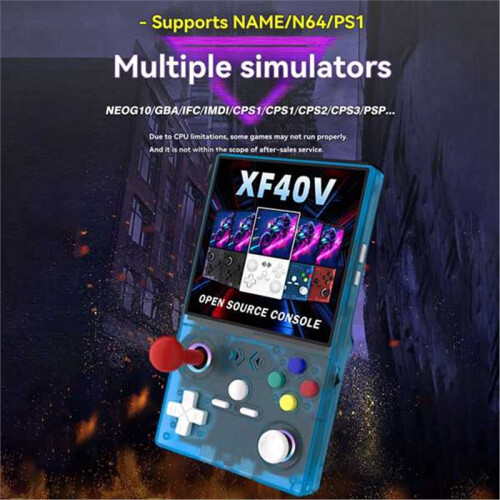Console de Videogame Portátil XF40V com Tela IPS de 4 Polegadas, Sistema Operacional Linux, Wi-Fi, Gamepad e Efeitos de Luz RGB, Compatível com Mais