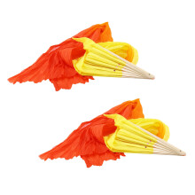 2X SchöNe Seide Drei Farb Verlauf Flame Tanz Fächer Hand Falten Bambus Fächer Dekoration Fan für Damen Damen Handwerk zu Hause