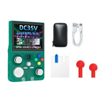 DC35V Open Source Handheld Game Console 64GB 3.5Inch IPS Screen Portable Pocket Video Player Supports 30+ Emulator Green