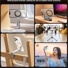 For Tripod Magnetic Phone Holder Aluminum Alloy 360 Rotating Foldable Stand for SmartPhone Travel Car Desktop