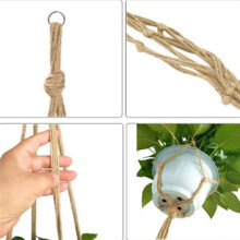Hanging Basket Manual Flower Pot Net Bag Braided Home Vintage Plant Sling Knotted Rope Garden Plant Hanger Pot 105cm