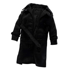 1/12 Schaal Pop Double Breasted Trenchcoat Voor Mannelijke-Zwart