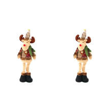 2X Stehendes Weihnachts-Rentier, Gefülltes Rentier-Plüschtier mit Einziehbaren Beinen, Weihnachtsdekoration, Ornamente, Urlaubsdekoration