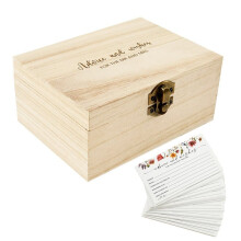 Wooden Storage Box with Metal Lock 50 Card Postcard Organizer Wedding Advice Card for Home Party Storage Decor