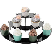 2X PréSentoir en Acrylique, PréSentoir à Cupcakes Noir à 3 Niveaux, Demi-Lune, Support à Desserts, ÉTagèRe Organisateur