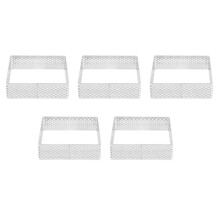 Anel de Torta Perfurado Moldes de Torta de AçO InoxidáVel Molde Quadrado Molde CíRculo Bolo FrancêS Ferramenta de Assar Pastelaria, Pacote de 5