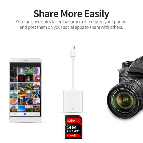 White USB-C SD Card Reader Adapter