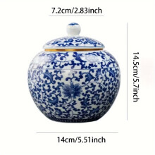 (Blue And White) Ceramic Spiral Lid Moisture-Proof And Airtight Storage Jar for Home Use, Suitable for Coffee Shops, Grain Storage, And