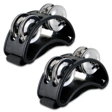 2 ST Foot Tambourine Percussion, Musikinstrument Slagverkspedal med StåLklockor - Svart