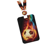 Porte-badge rétractable sur le thème du football, avec sangle-1
