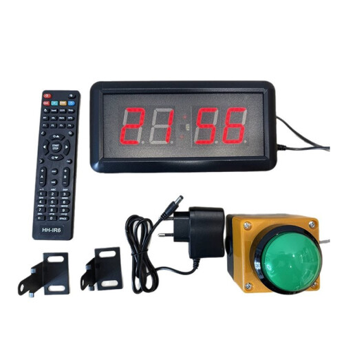 EU Plug LED Countdown Stopwatch Digital Wall Clock with Button Remote Control, Reset to Race Timer 6CM Small Button