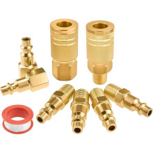 Universal 1/4" NPT Air Fittings Kit,Quick Connect Brass Coupler and Plug,High Flow Industrial for Air Compressors Tools