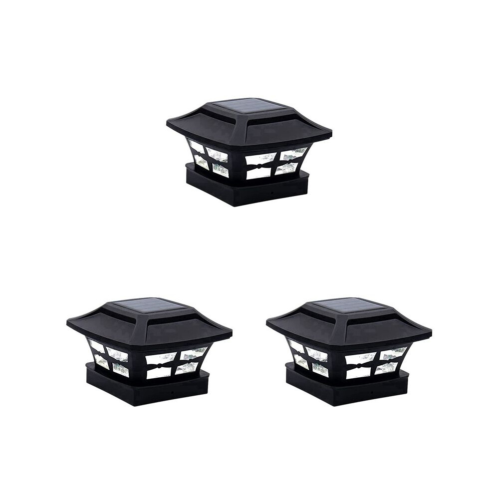 3X Solar Post Cap Lights 2 Lighting Modes Led Deck Fence Cap Lights For 4X4 Wooden Posts Garden Decoration Warm Black 4711791546924