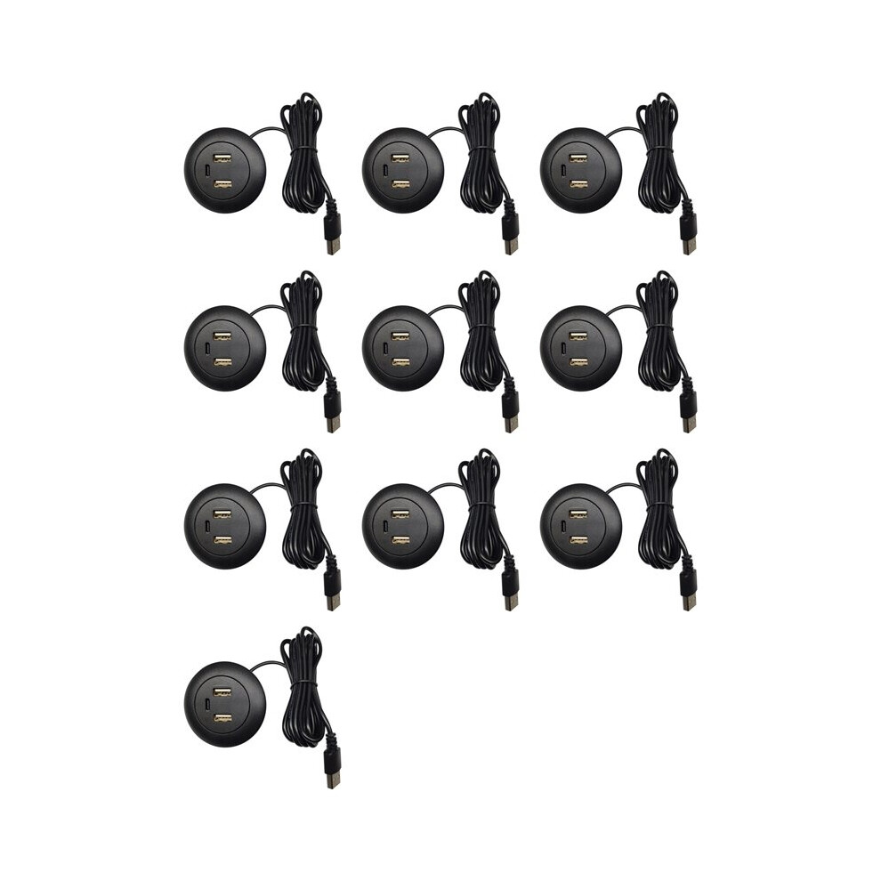 10X Desktop Hole Embedded Usb Hub Type-C Usb Charger 3 In 1 Splitter 4711917675231