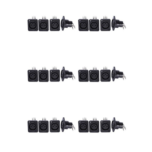 60pcs Black XLR 3pin Female Jack Panel Mount Chassis PCB Socket Connector