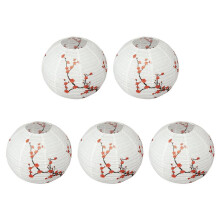 5X Lámpara de Papel de 30 cm Linterna de Papel Estilo Oriental Decoración Ligera Flor de Ciruelo