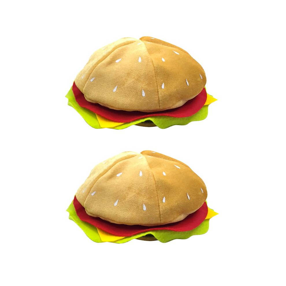 2X Funny Hamburger Hat,Fun Fast Food Hamburger Hat,Pizza Party Supplies Decorations,Crazy Silly Hat For Halloween 4711422722260