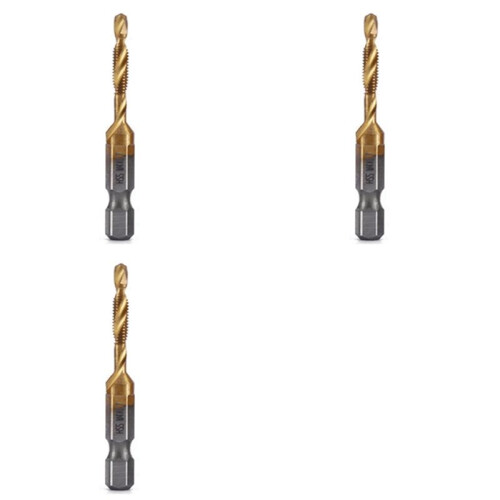 3pcs M4x0.7mm Hex Shank Titanium Plated HSS Screw Thread Metric Tap Drill Bits Screw Compound Tap Open Chamfer Tool