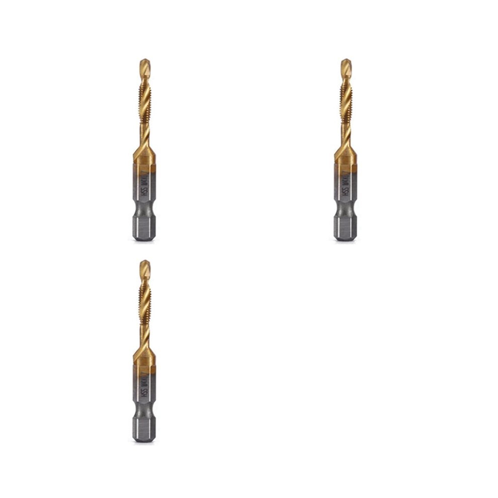 3Pcs M4x0.7mm Hex Shank Titanium Plated Hss Screw Thread Metric Tap Drill Bits Screw Compound Tap Open Chamfer Tool 6031137956292