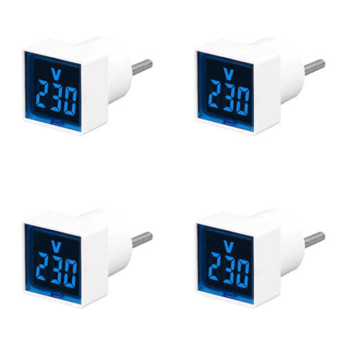 4X Digital Voltmeter Square AC220V Square Voltage Tester with LED Display and Indicator Light EU Plug
