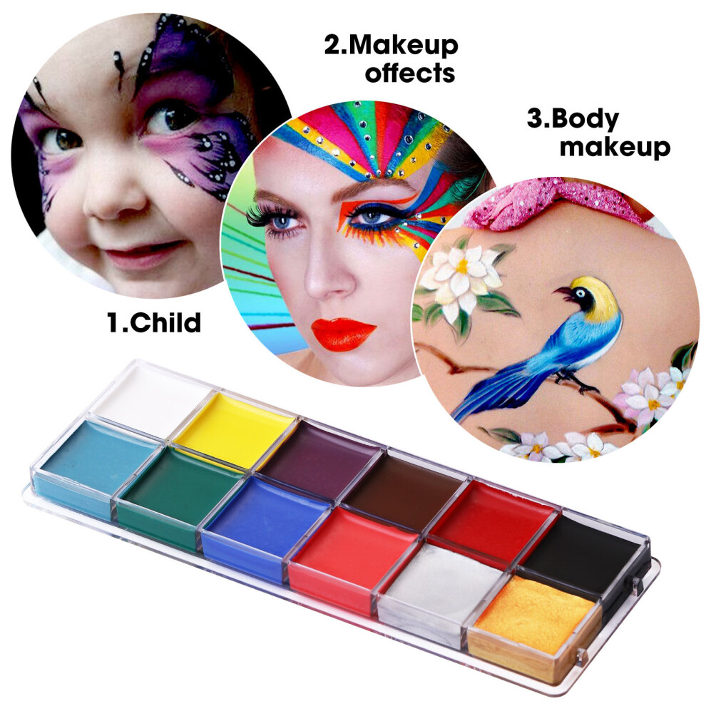Vibrant 12-Colour Face Paint Palette Oily