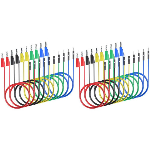 20 Peças de Cabos de Teste de Silicone Flexíveis e Macios para Teste Elétrico com Plugue Banana para Placa de Ensaio Macho