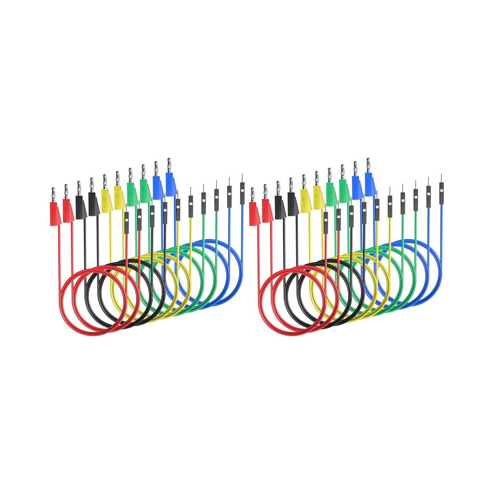 20Pcs Banana Plug To Breadboard Male Jumper Wires Soft Flexible Silicone Test Leads For Electrical Testing 4712313673753