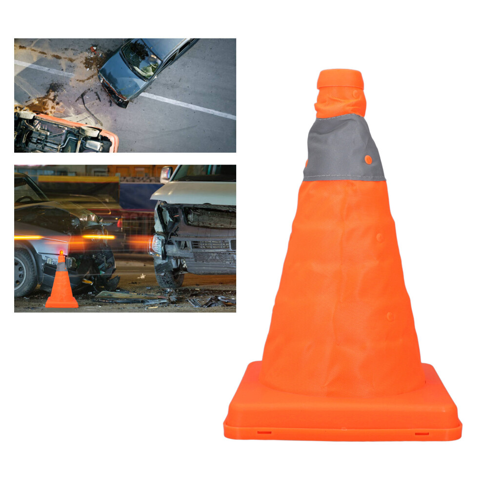 4X 30Cm Reflective Foldable Safety Cones Orange