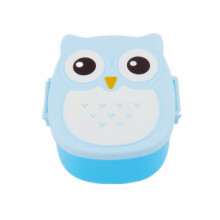 Blue Cartoon Owl Lunch Box for Kids Plastic Food Container