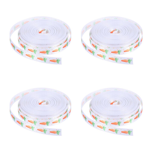 4Rolls White Easter Ribbon Grosgrain for Crafting and Wrapping