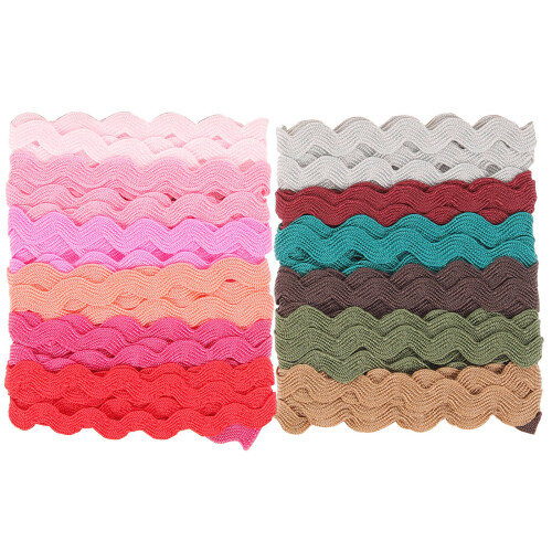 8Rolls Smooth Surface Wavy Ribbon Trim for DIY Sewing & Packing