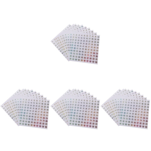 40Sheet Round Digital Number Labels with Reflective Surface for Office