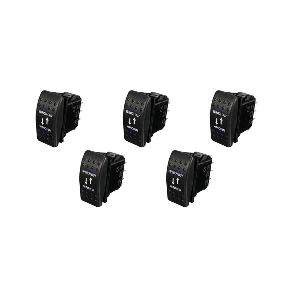 5X 12V 20A Winch In Winch Out -Off- Rocker 7 Pin Led Black 4713529500123