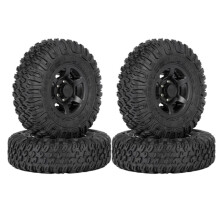 4 STÜCKE 85 Mm 1,55 Zoll Beadlock Felgen Reifen Set für 1/10 RC Crawler Auto Axial Jr RC4WD D90 TF2 CC01, Schwarz